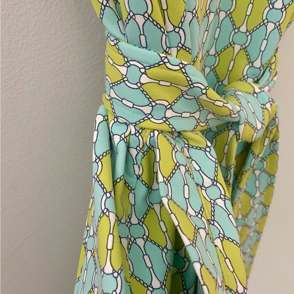 J McLaughlin XL Catalina Cloth aqua/teal,  belted dress with pockets. - Picture 4 of 6